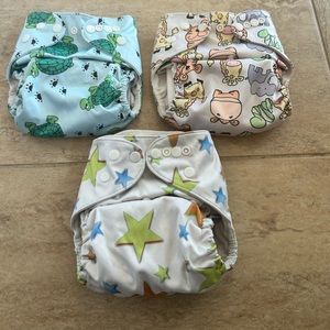 Set of 3 JustSimplyBaby Washable Cloth Diapers Plus 6 Inserts (See Details)